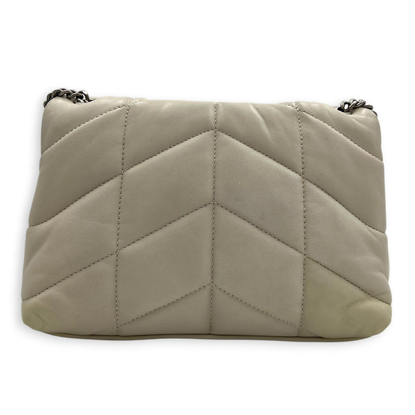 Loulou Crème Vintage Shoulder Bag in Lambskin, Silver hardware