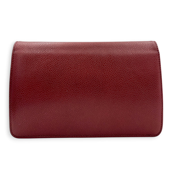 CC Wallet On Chain Red in Caviar Leather, Silver hardware