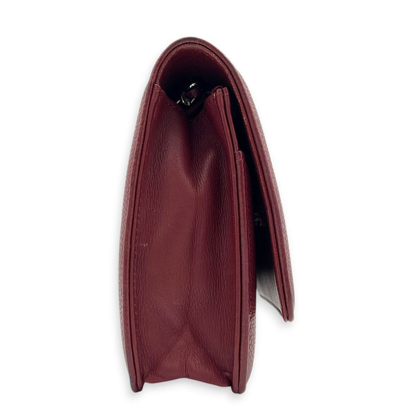 CC Wallet On Chain Red in Caviar Leather, Silver hardware