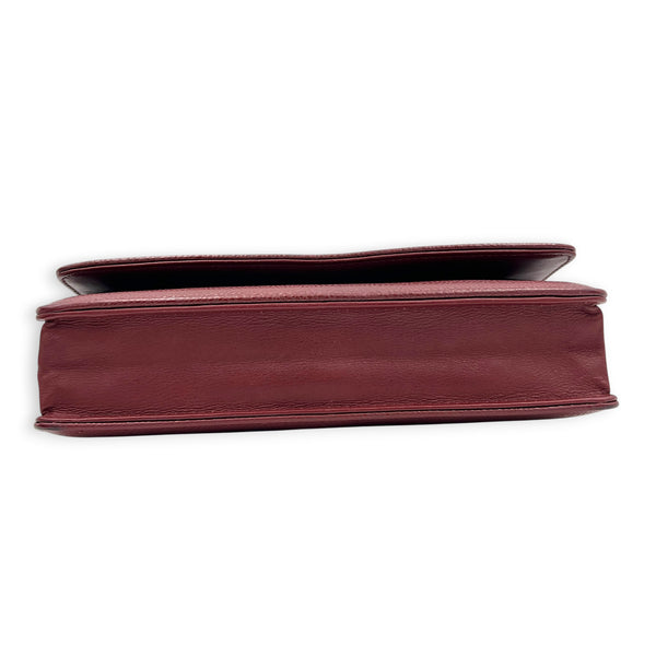 CC Wallet On Chain Red in Caviar Leather, Silver hardware