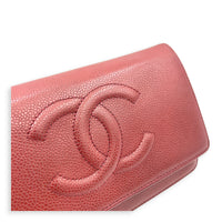 CC Wallet On Chain Red in Caviar Leather, Silver hardware