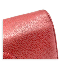 CC Wallet On Chain Red in Caviar Leather, Silver hardware