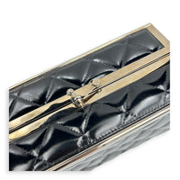 Vintage Box Quilted Top Handle Bag Black in Patent Leather, Silver hardware