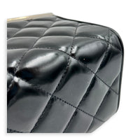 Vintage Box Quilted Top Handle Bag Black in Patent Leather, Silver hardware