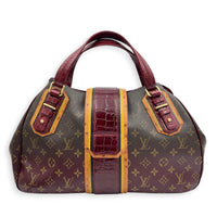 Mirage Top Handle Bag Monogram Rayures Bordeaux in Monogram coated canvas, crocodile & ostrich leather, Gold hardware