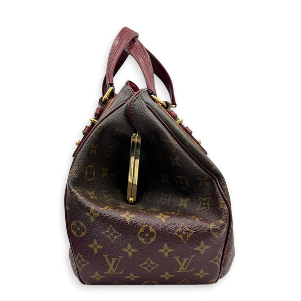Mirage Top Handle Bag Monogram Rayures Bordeaux in Monogram coated canvas, crocodile & ostrich leather, Gold hardware