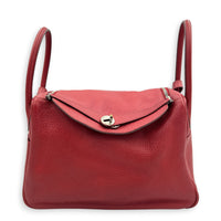 Lindy 34 Rouge Casaque Shoulder Bag in Clemence, Palladium hardware