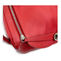 Lindy 34 Rouge Casaque Shoulder Bag in Clemence, Palladium hardware