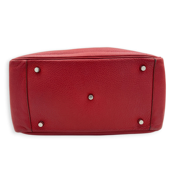 Lindy 34 Rouge Casaque Shoulder Bag in Clemence, Palladium hardware