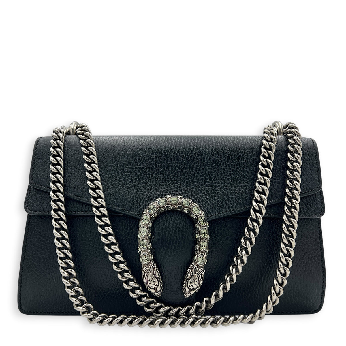 Dionysus Shoulder Bag Medium Black in Calfskin, Silver hardware