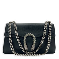 Dionysus Shoulder Bag Medium Black in Calfskin, Silver hardware