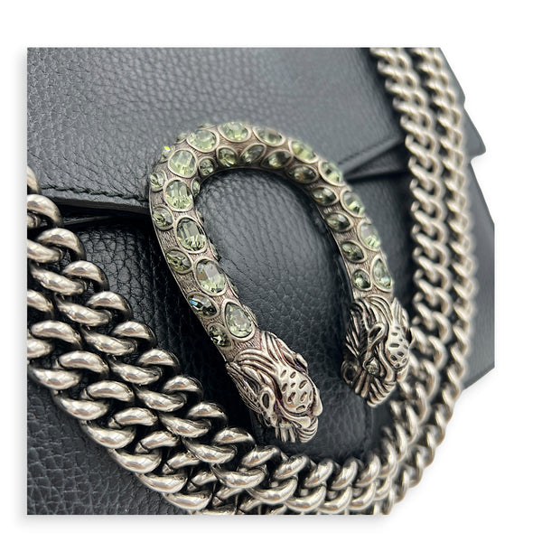Dionysus Shoulder Bag Medium Black in Calfskin, Silver hardware