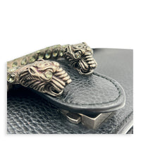 Dionysus Shoulder Bag Medium Black in Calfskin, Silver hardware