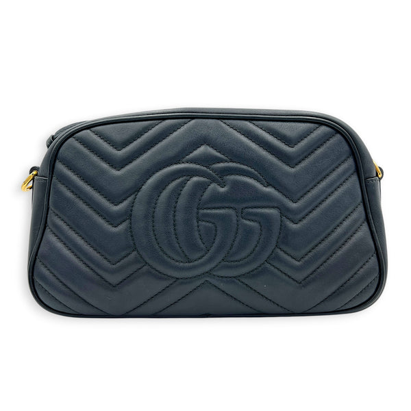 GG Marmont Shoulder Bag Small Black in Calfskin, Gold hardware
