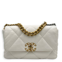 C19 Small White Top Handle Bag in Lambskin, Mixed hardware