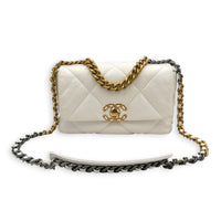 C19 Small White Top Handle Bag in Lambskin, Mixed hardware