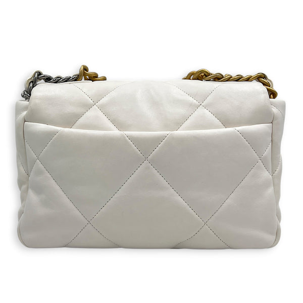 C19 Small White Top Handle Bag in Lambskin, Mixed hardware