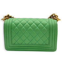 Boy Shoulder Bag Small Mint Green in Lambskin, Antique Brass hardware