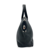 Lockit Top Handle Bag MM Noir in Taurillon Leather, Silver hardware