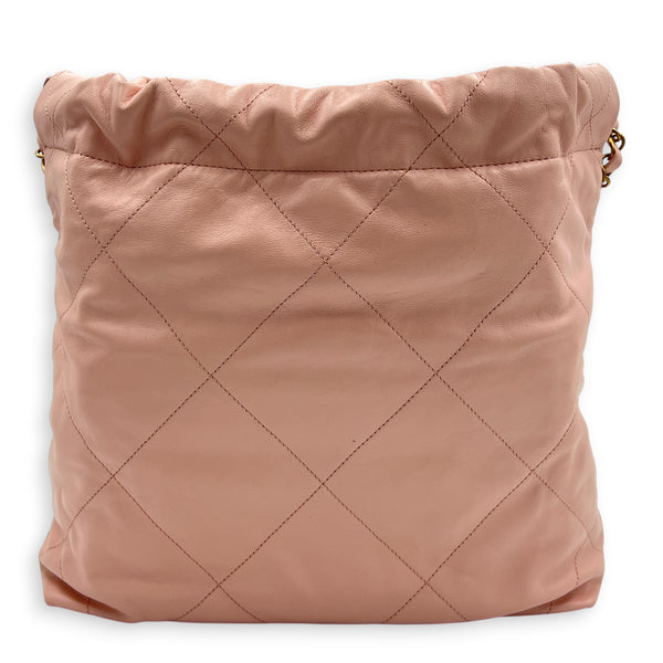 22 Tote Shoulder Bag Light Pink in Calfskin, Gold hardware