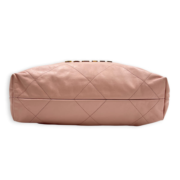 22 Tote Shoulder Bag Light Pink in Calfskin, Gold hardware