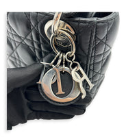 Lady Dior Top Handle Bag Mini Black in Lambskin, Silver hardware