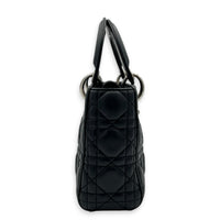 Lady Dior Top Handle Bag Mini Black in Lambskin, Silver hardware