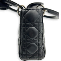 Lady Dior Top Handle Bag Mini Black in Lambskin, Silver hardware