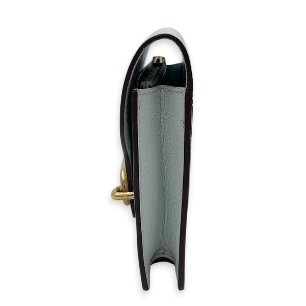 Roulis Slim Blue Glacier in Chevre Leather, Gold hardware