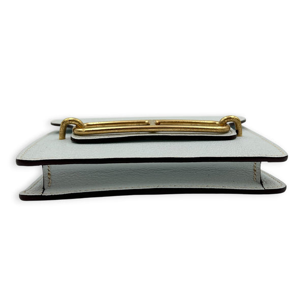 Roulis Slim Blue Glacier in Chevre Leather, Gold hardware