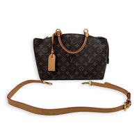 Petit Palais Top Handle Bag Brown in Monogram Coated Canvas, Gold hardware
