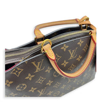 Petit Palais Top Handle Bag Brown in Monogram Coated Canvas, Gold hardware