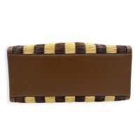 Sunshine Brown Tote Bag in Raffia, Gold hardware