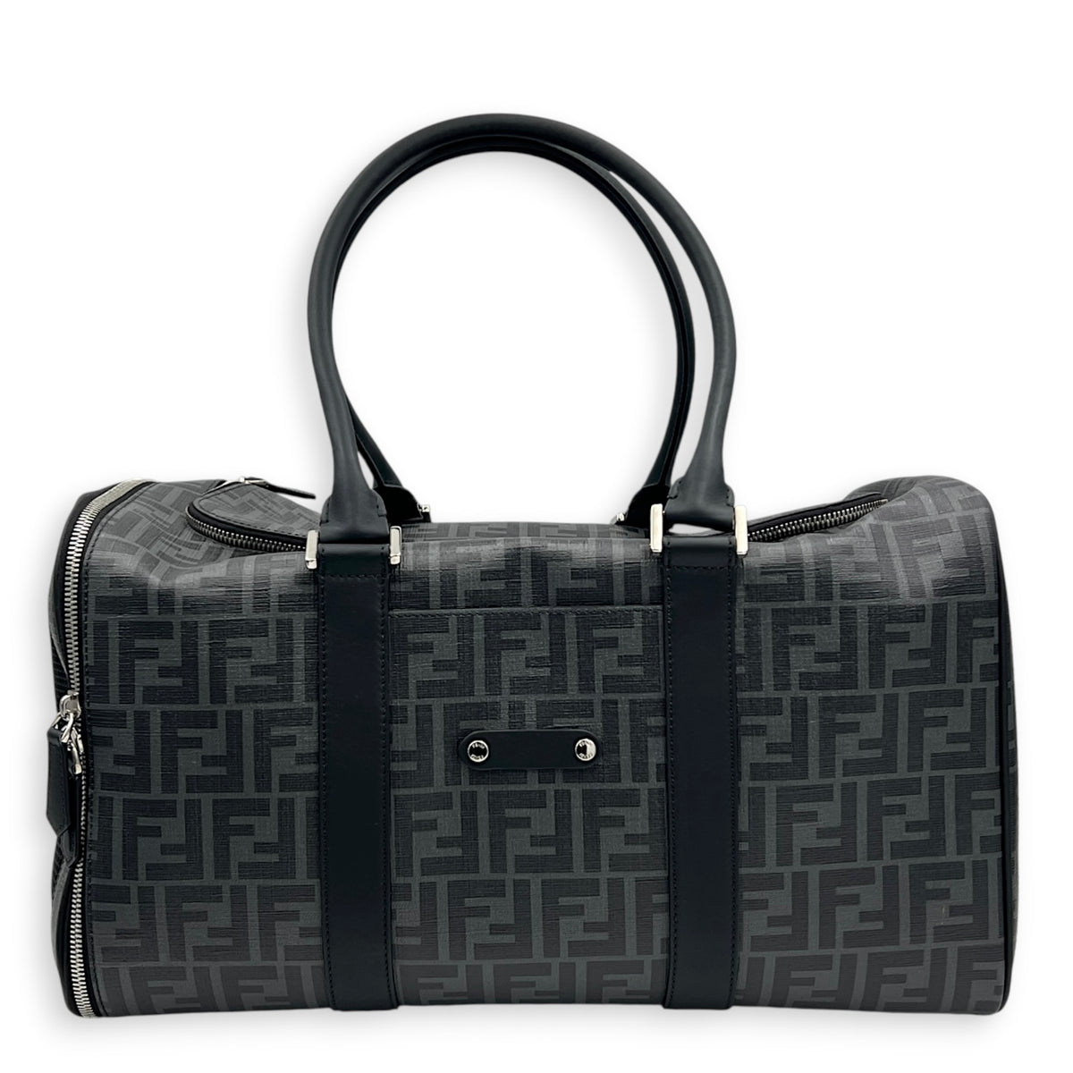 FF Black Pet Carrier in Coated Canvas, Silver hardware