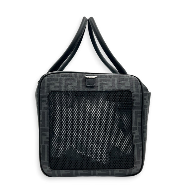 FF Black Pet Carrier in Coated Canvas, Silver hardware