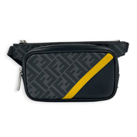 Diagonal FF Grey Belt Bag in Coated Canvas, Silver hardware