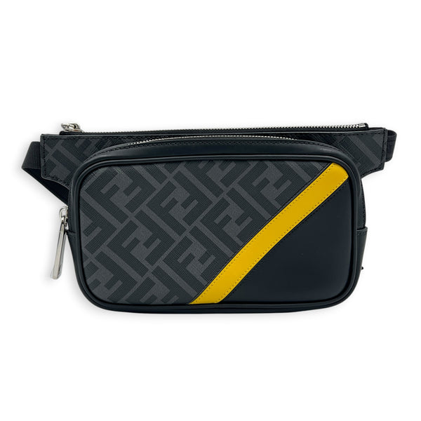 Diagonal FF Grey Belt Bag in Coated Canvas, Silver hardware