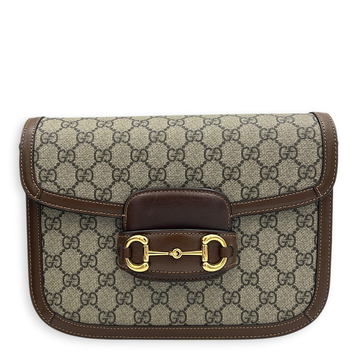 Horsebit 1955 Shoulder Bag Small Beige Ebony, Gold hardware