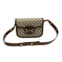Horsebit 1955 Shoulder Bag Small Beige Ebony, Gold hardware
