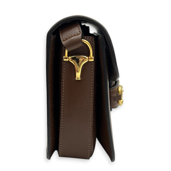 Horsebit 1955 Shoulder Bag Small Beige Ebony, Gold hardware