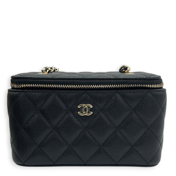 Vanity Vanity Bag Small Black in Caviar Leather, Light Gold hardware