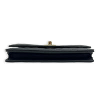 CC Crystal Charm Chain Black Wallet On Chain in Lambskin, Gold hardware