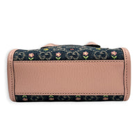GG Floral  Top Handle Bag Pink in Denim, Silver hardware