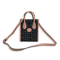 GG Floral  Top Handle Bag Pink in Denim, Silver hardware