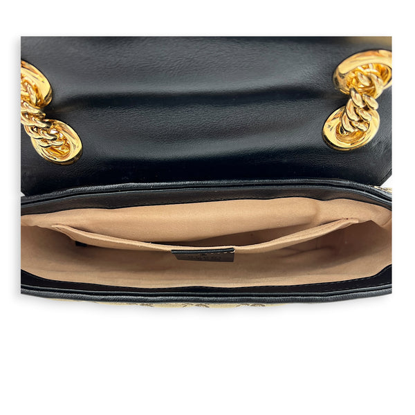GG Marmont Shoulder Bag Brown in Canvas, Gold hardware