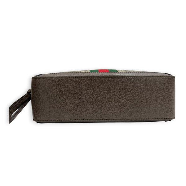 Ophidia Top Handle Bag Brown in Coated Canvas, Gold hardware