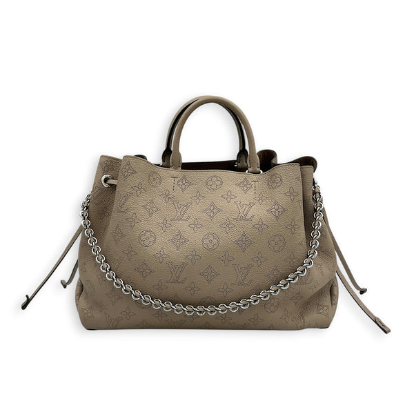 Bella Tote Top Handle Bag Beige in Mahina Leather, Silver hardware