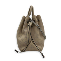 Bella Tote Top Handle Bag Beige in Mahina Leather, Silver hardware