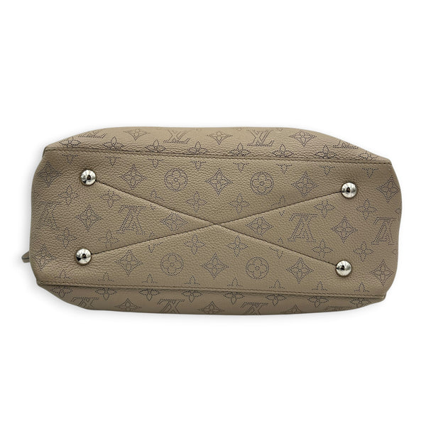 Bella Tote Top Handle Bag Beige in Mahina Leather, Silver hardware