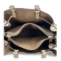 Bella Tote Top Handle Bag Beige in Mahina Leather, Silver hardware